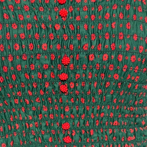 Handmade Green Smocked Top & Maxi Skirt Babydoll Boho Prairie Cottagecore Small - Picture 6 of 11